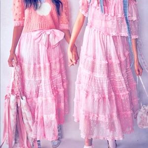 LoveShackFancy Hand Dyed Coleman Skirt Pink Petite